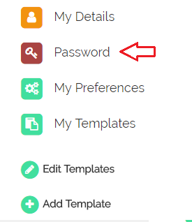 Change password menu item in MDBilling